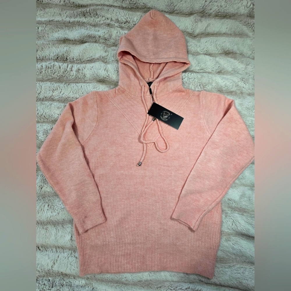 S.CHRISTINA 100% CASHMERE X/XL PINK, NWT, HOODED SWEATER,BUTTER SOFT